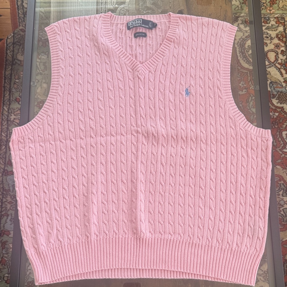 Polo by Ralph Lauren V-Neck Pink Sweater Vest